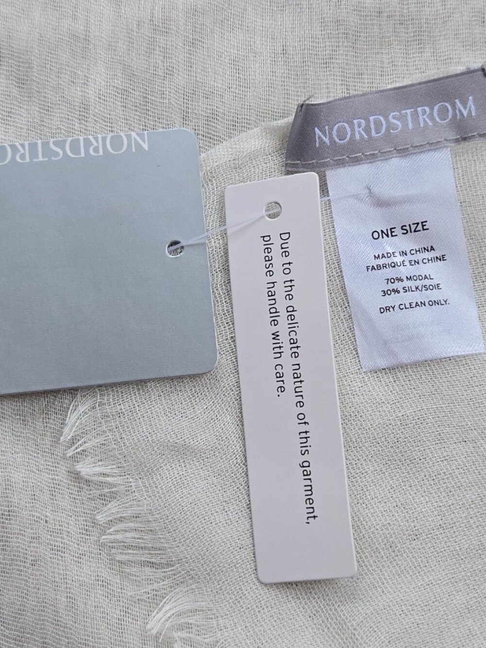 NWT Nordstrom Silk/Modal Scarf Lightweight Gauzy Breezy Ivory - Picture 2 of 11